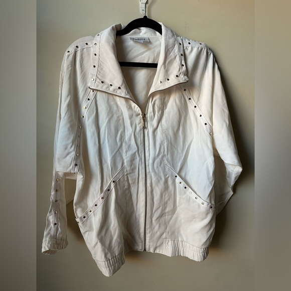 Vintage Rafael Women’s White Gold Studded Jacket Size Large - Picture 1 of 6